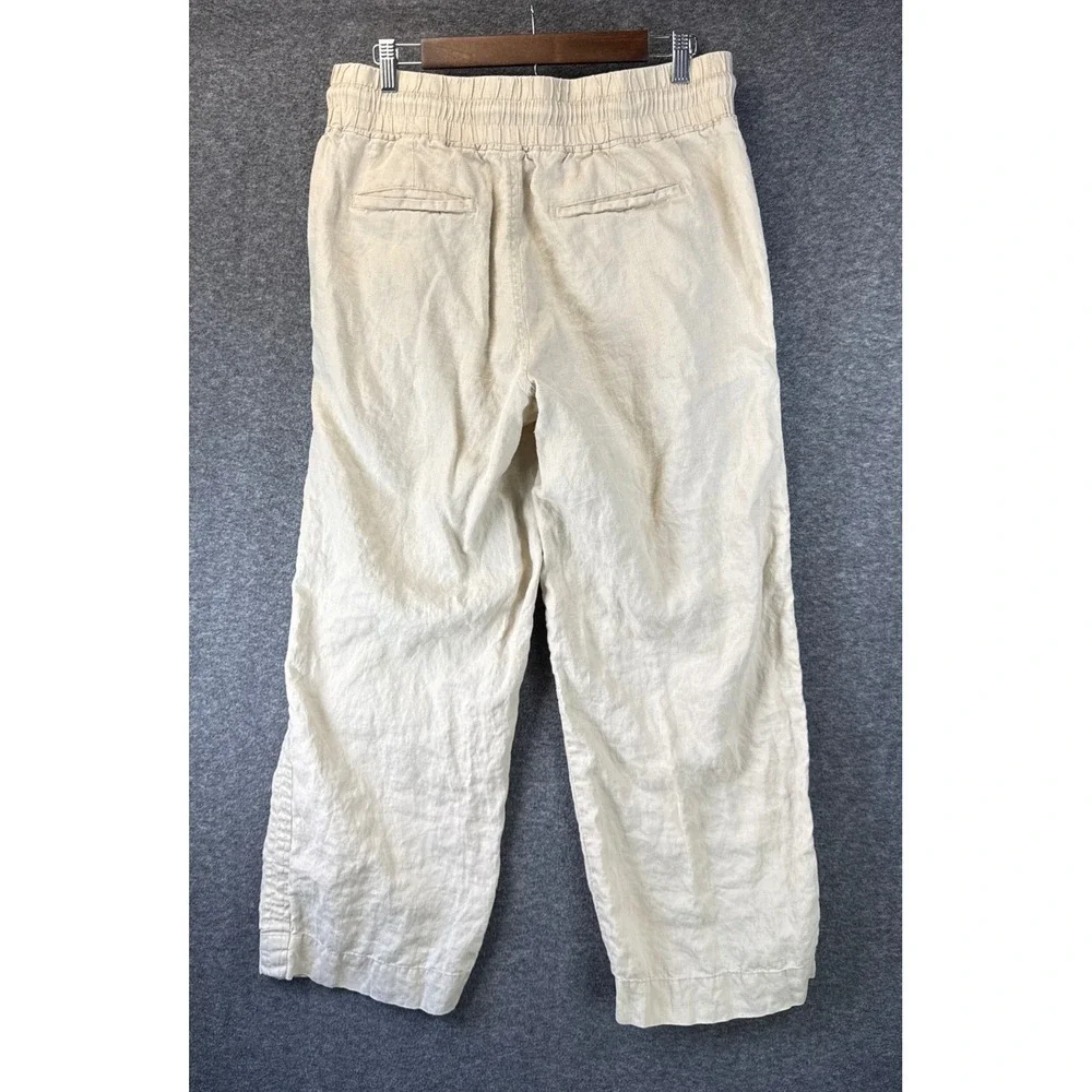 Quince Wide Leg Pants Womens L Driftwood Resort 100% European Linen Smocked Chic